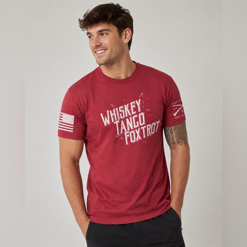 Grunt Style Whiskey Tango Foxtrot Graphic T-Shirt Men’s Large Red Patriotic USA